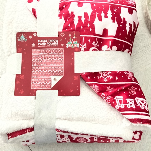 NWT Disney Mickey & Minnie Holiday Fleece Throw Plaid Polaire - Picture 2 of 2